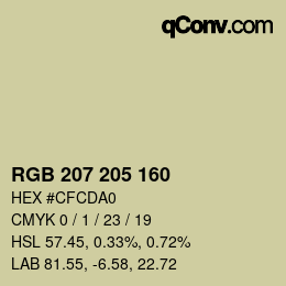 Color code: RGB 207 205 160 | qconv.com