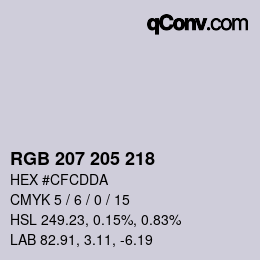 Color code: RGB 207 205 218 | qconv.com