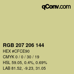 カラーコード: RGB 207 206 144 | qconv.com