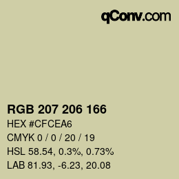 Color code: RGB 207 206 166 | qconv.com