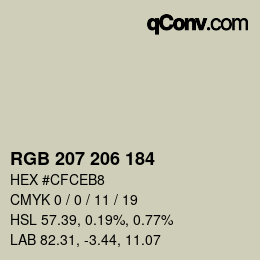 Farbcode: RGB 207 206 184 | qconv.com