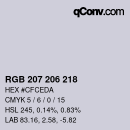 Farbcode: RGB 207 206 218 | qconv.com