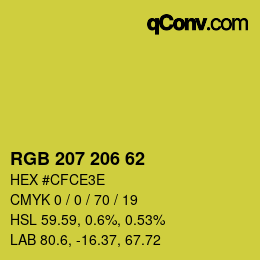 カラーコード: RGB 207 206 62 | qconv.com