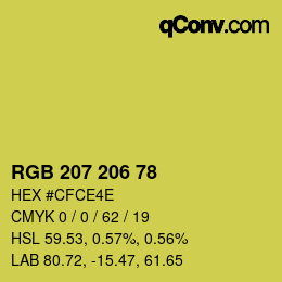 Color code: RGB 207 206 78 | qconv.com