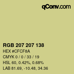 Color code: RGB 207 207 138 | qconv.com