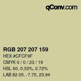 Color code: RGB 207 207 159 | qconv.com