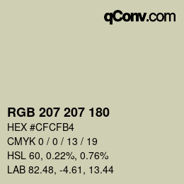 Color code: RGB 207 207 180 | qconv.com