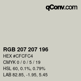 Color code: RGB 207 207 196 | qconv.com