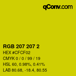 Color code: RGB 207 207 2 | qconv.com
