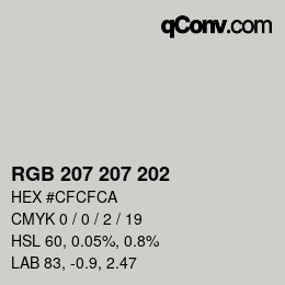 Color code: RGB 207 207 202 | qconv.com