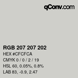 颜色代码: RGB 207 207 202 | qconv.com