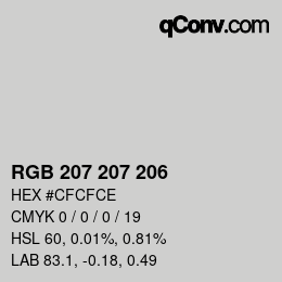 Farbcode: RGB 207 207 206 | qconv.com