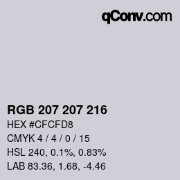 Color code: RGB 207 207 216 | qconv.com