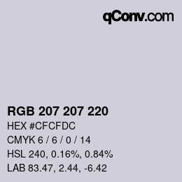 Color code: RGB 207 207 220 | qconv.com