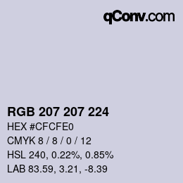 カラーコード: RGB 207 207 224 | qconv.com