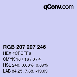カラーコード: RGB 207 207 246 | qconv.com