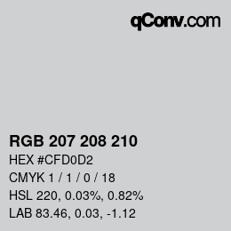 Color code: RGB 207 208 210 | qconv.com