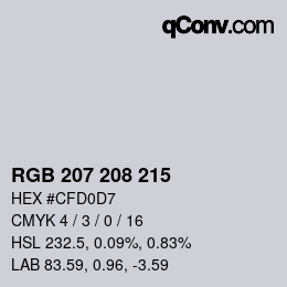 Code couleur: RGB 207 208 215 | qconv.com