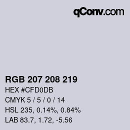 Color code: RGB 207 208 219 | qconv.com