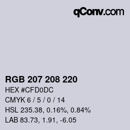 Color code: RGB 207 208 220 | qconv.com