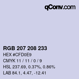 颜色代码: RGB 207 208 233 | qconv.com