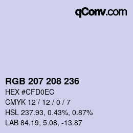 Color code: RGB 207 208 236 | qconv.com