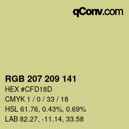 Color code: RGB 207 209 141 | qconv.com