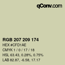 颜色代码: RGB 207 209 174 | qconv.com