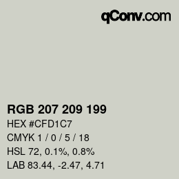 颜色代码: RGB 207 209 199 | qconv.com