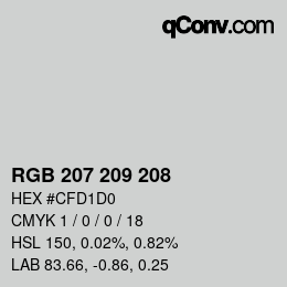 颜色代码: RGB 207 209 208 | qconv.com