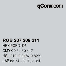 カラーコード: RGB 207 209 211 | qconv.com