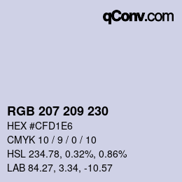 Color code: RGB 207 209 230 | qconv.com