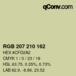Color code: RGB 207 210 162 | qconv.com