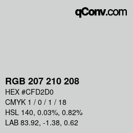 Color code: RGB 207 210 208 | qconv.com