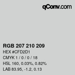 Color code: RGB 207 210 209 | qconv.com