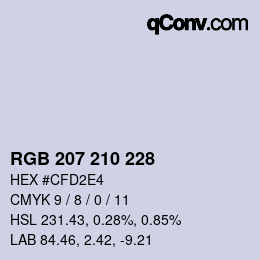 Color code: RGB 207 210 228 | qconv.com