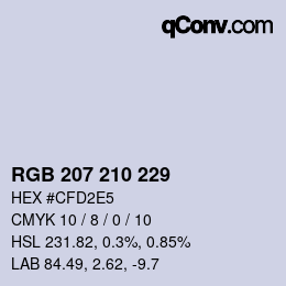 Color code: RGB 207 210 229 | qconv.com