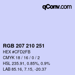 カラーコード: RGB 207 210 251 | qconv.com