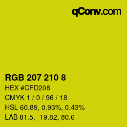 Color code: RGB 207 210 8 | qconv.com