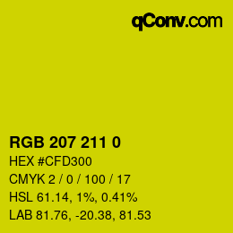 Color code: RGB 207 211 0 | qconv.com