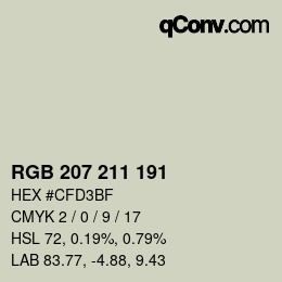カラーコード: RGB 207 211 191 | qconv.com