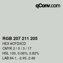 カラーコード: RGB 207 211 205 | qconv.com