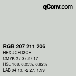 Código de color: RGB 207 211 206 | qconv.com