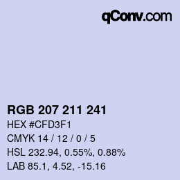 カラーコード: RGB 207 211 241 | qconv.com