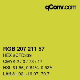 Color code: RGB 207 211 57 | qconv.com
