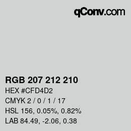Farbcode: RGB 207 212 210 | qconv.com