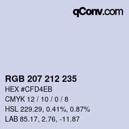 Farbcode: RGB 207 212 235 | qconv.com