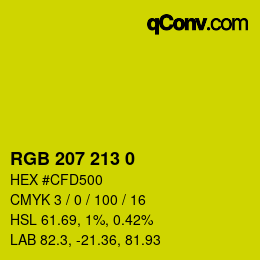 Color code: RGB 207 213 0 | qconv.com