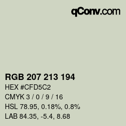 カラーコード: RGB 207 213 194 | qconv.com