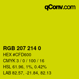 Farbcode: RGB 207 214 0 | qconv.com